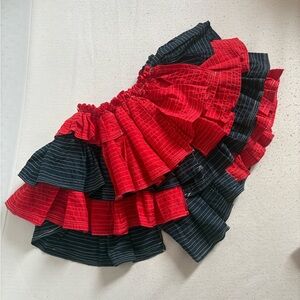 Chic Red and Black Layered Mini Skirt